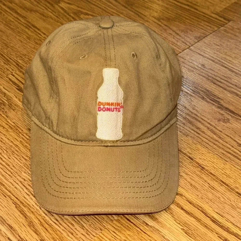 dunkin’ donuts DD logo coffee ball cap hat khaki color adjustable baseball cap